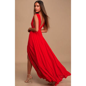 COPY - Lulu's Heavenly Hues Red Chiffon Maxi Dress
